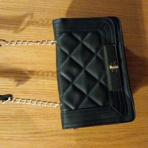 Womens Mossimo small black crossbody purse with chain accents on strap